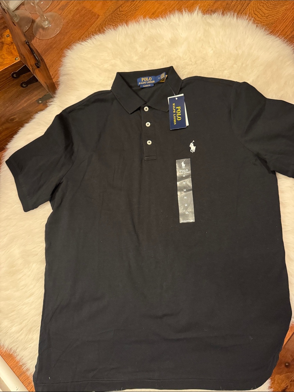 Polo by Ralph Lauren Men’s Black Short-Sleeve Polo with White Pony Size M NWT